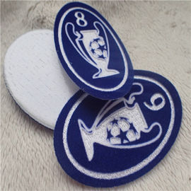 Oval Shape Personalised Embroidered Patches Ball Uniform Plush Monochrome Flocking Heat Transfer