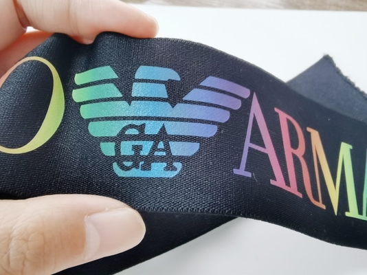 Spandex/νάυλον 3CM μαύρη ελαστική ζώνη με το προσαρμοσμένο ζωηρόχρωμο λογότυπο