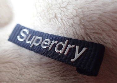 Superdry τρισδιάστατη ετικέτα λαιμών ιματισμού λογότυπων υψηλής συχνότητας ασημένια για τα σακάκια