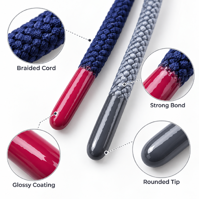 Προσαρμοσμένα μαλακά σιλικόνιο Aglets για Drawstrings Hoodie Cord και ενδύματα αξεσουάρ