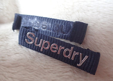 Superdry τρισδιάστατη ετικέτα λαιμών ιματισμού λογότυπων υψηλής συχνότητας ασημένια για τα σακάκια