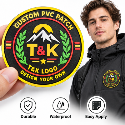 Προσαρμοσμένα μαλακά πακέτα PVC με 3D logo για τσάντες ρούχων και σακάκια