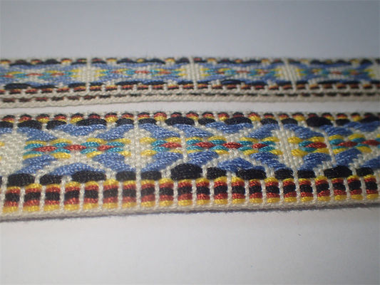 Υφαμένο συνήθεια Jacquard βαμβακιού υψηλής αντοχής ζωηρόχρωμο εθνικό ύφος ταινιών